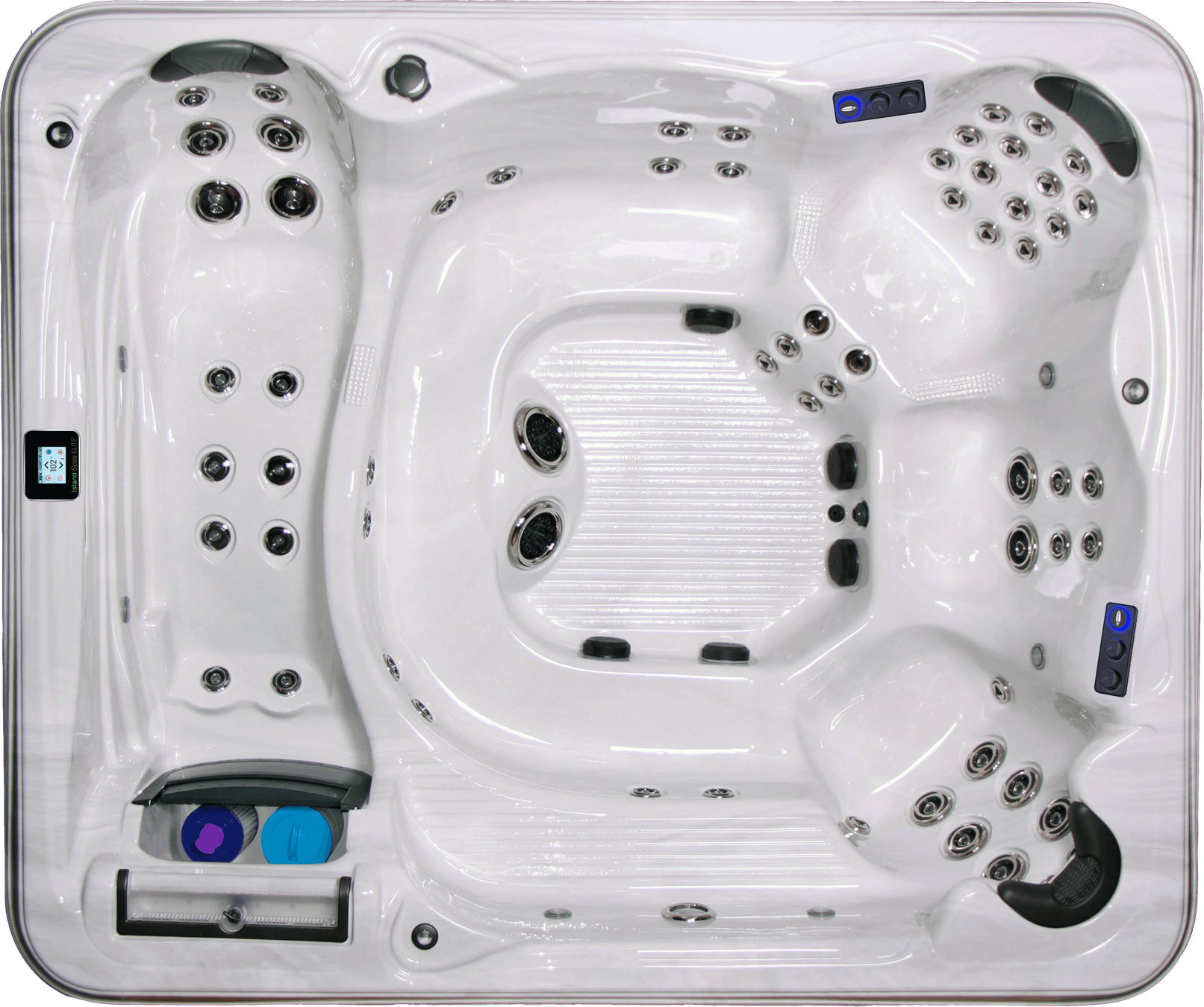Isla Margarita Elite hot tub with 9 seats and 67 jets